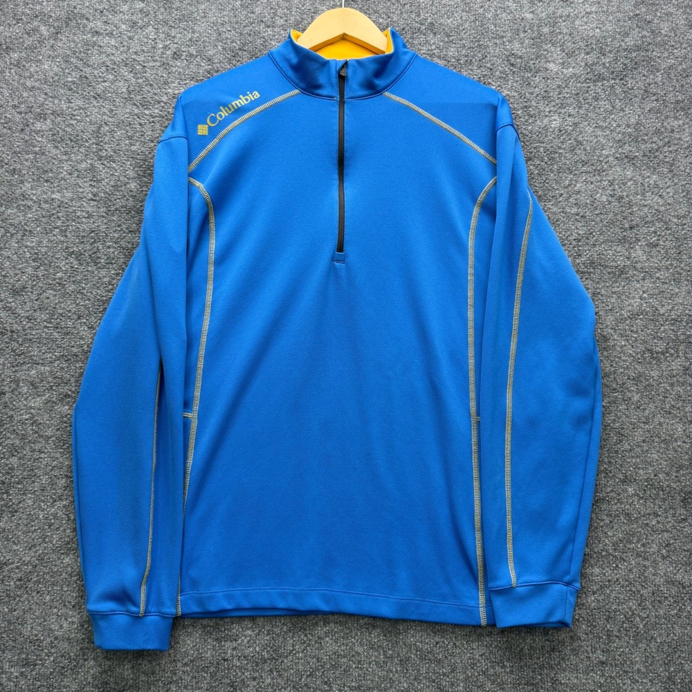 Columbia Golf 1/4 Zip Pullover Mens Large Blue Long Sleeve Vented Casual Golf